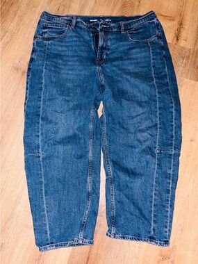 Old Navy Dark Blue High-Rise Barrel Leg Ankle Jeana